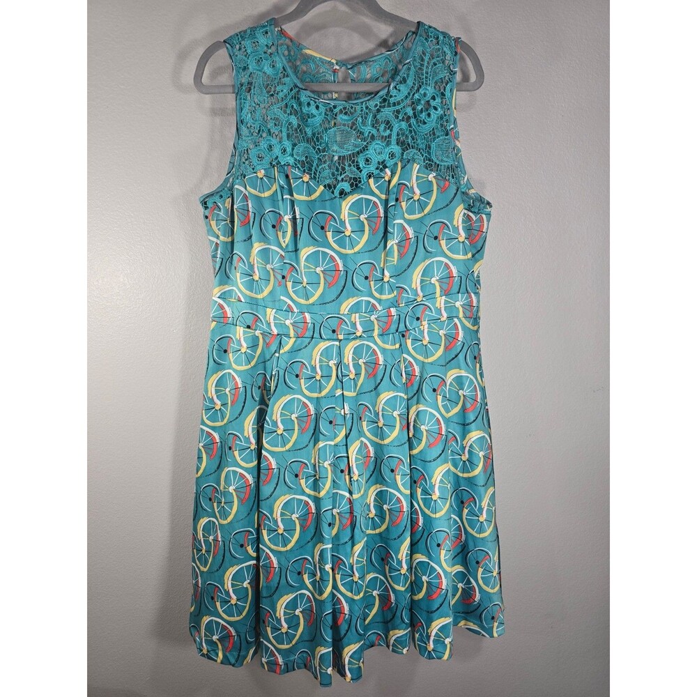 Tatyana Bicycle Wheel Print Fit and Flare Dress Size 4X rockabilly retro pinup